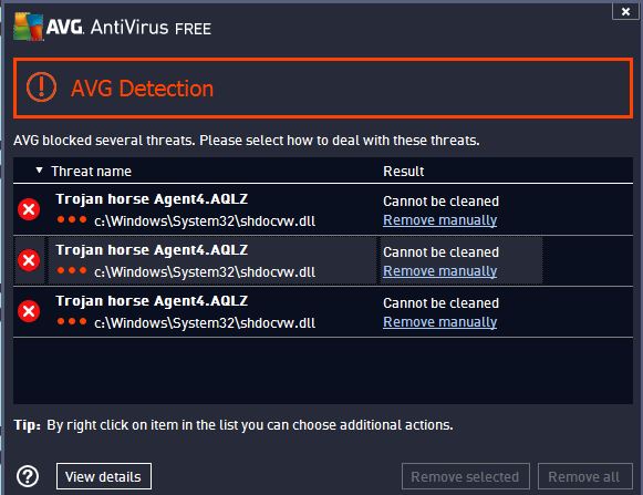 AVG agent4.aqlz shdocvw.dll Alarm